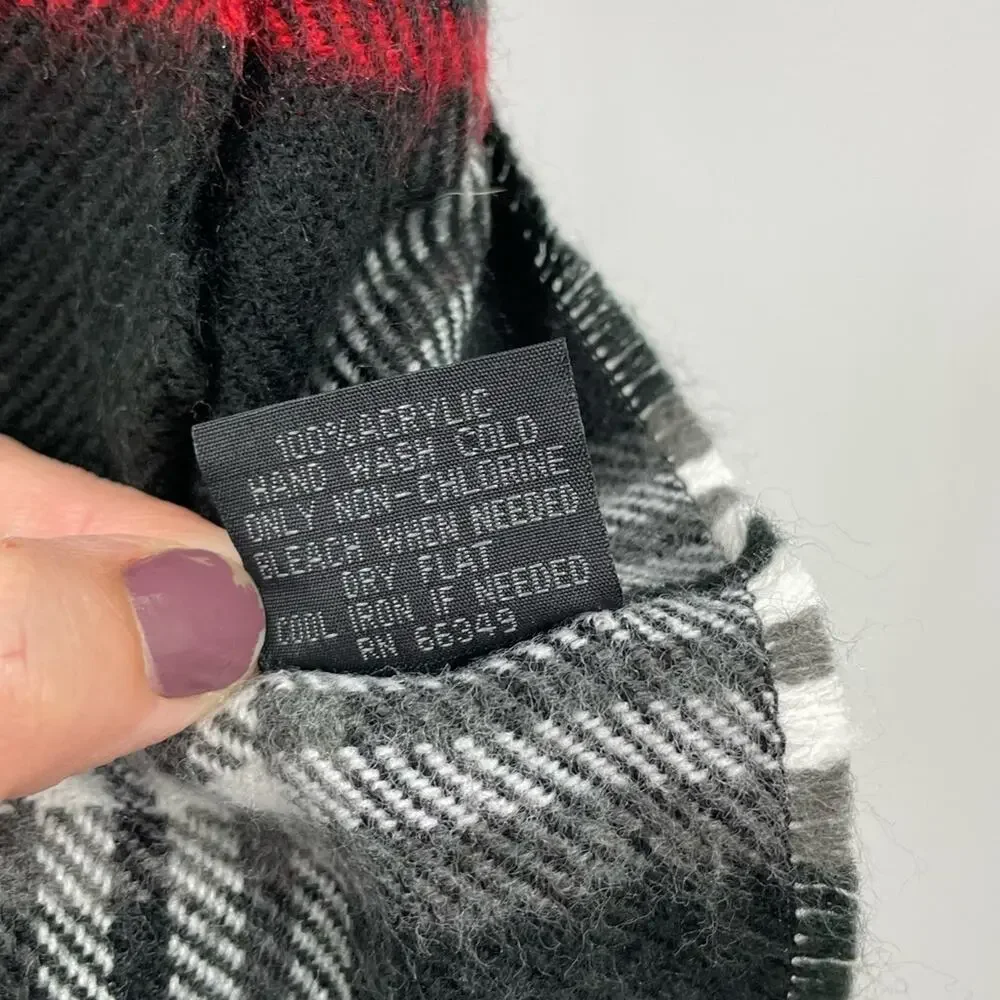 V. Fraas Mens Black plaid scarf fringe Preppy Business Casual Academia Blokecore